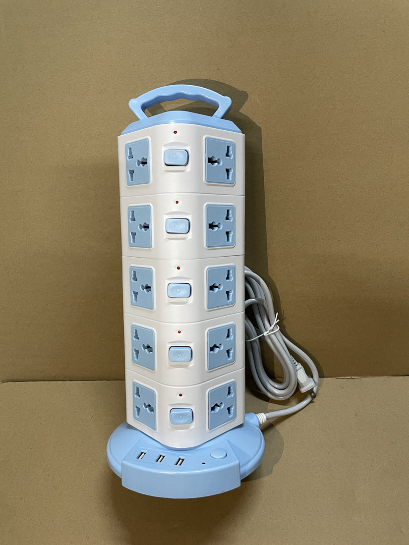 Vertical Tower Power Strip with USB Ports