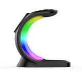 magnetic charging station 4 in 1 desk charger wireless charging dock for iphone airpods watch 4 in 1 magnetic wireless charger modern design fast wireless charger station with atmosphere light