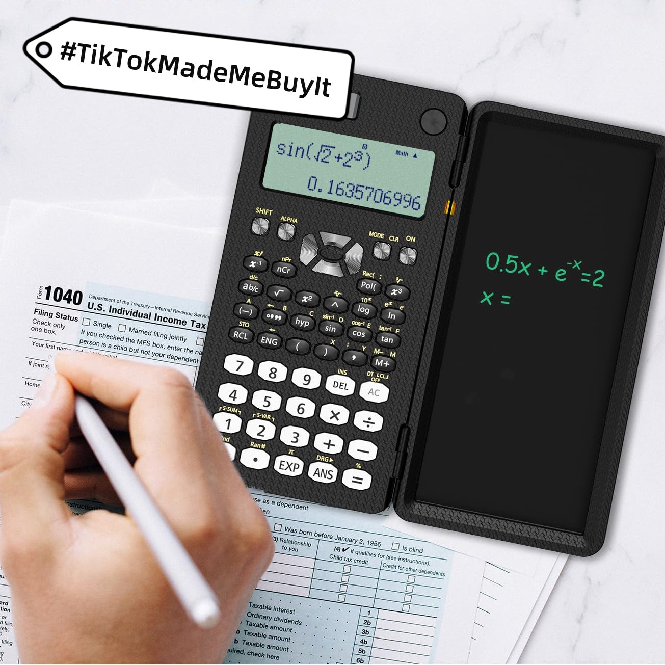 2-in-1 Scientific Calculator with LCD Writing Tablet
