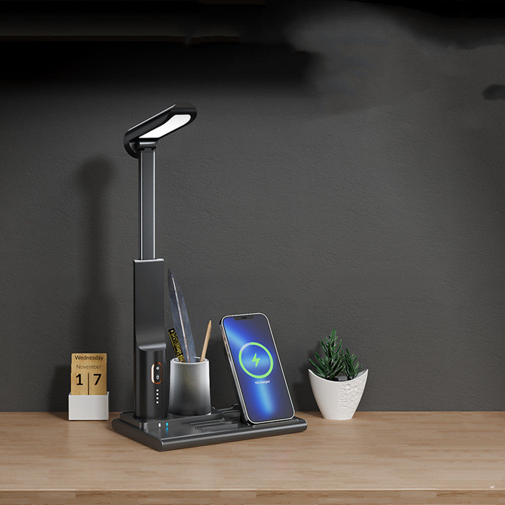 LED Desk Lamp with Wireless Charging & Pen Holder