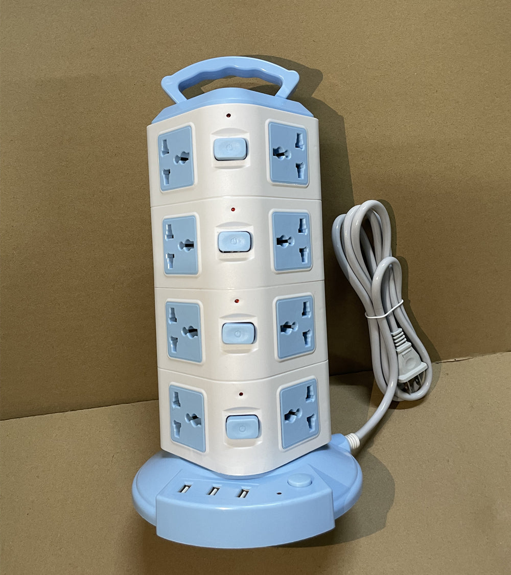 Vertical Tower Power Strip with USB Ports