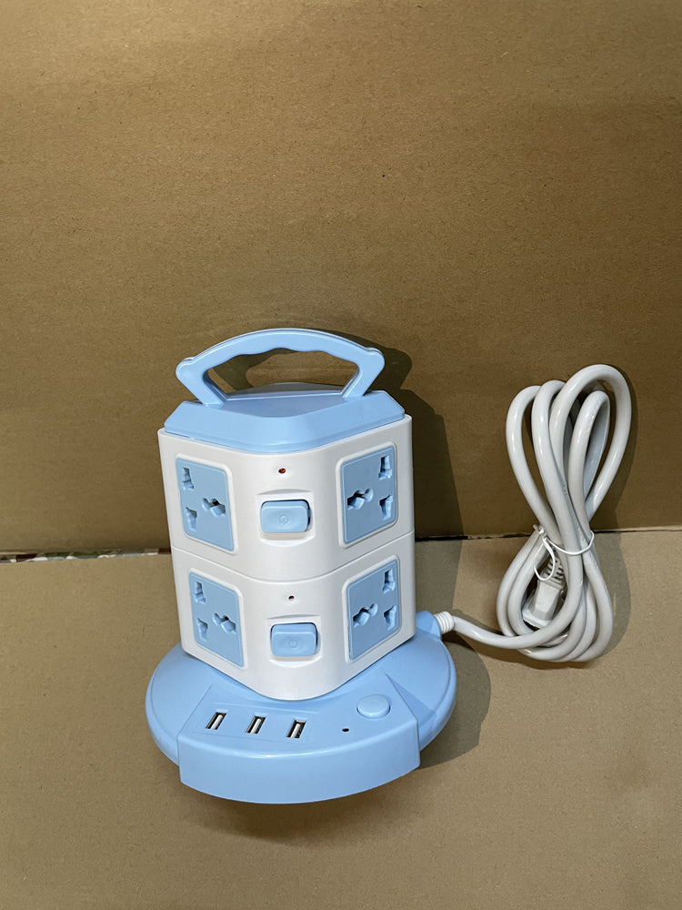 Vertical Tower Power Strip with USB Ports